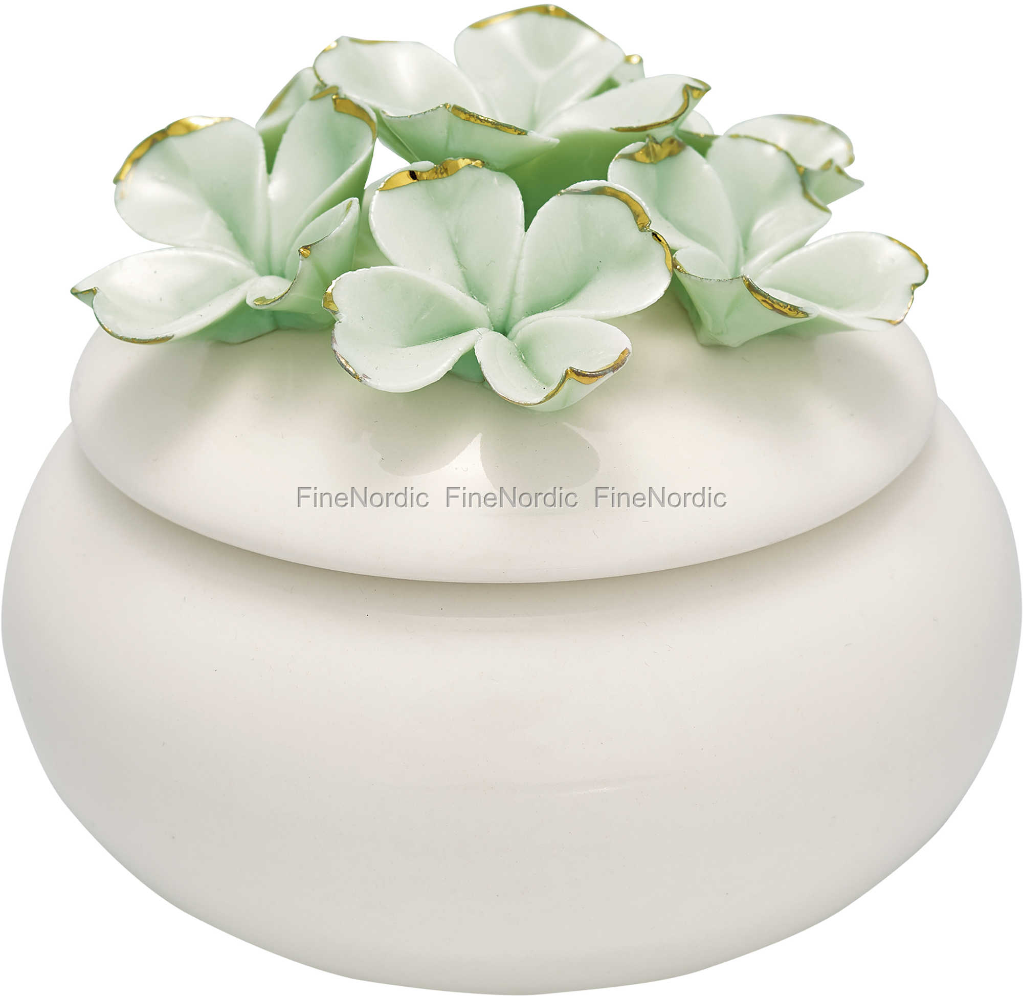 GreenGate Jewelry Box Flower Pale Green with Gold Small