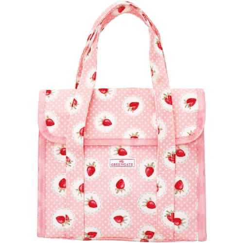 GreenGate Shopper Bag Strawberry Pale Pink Round Bottom