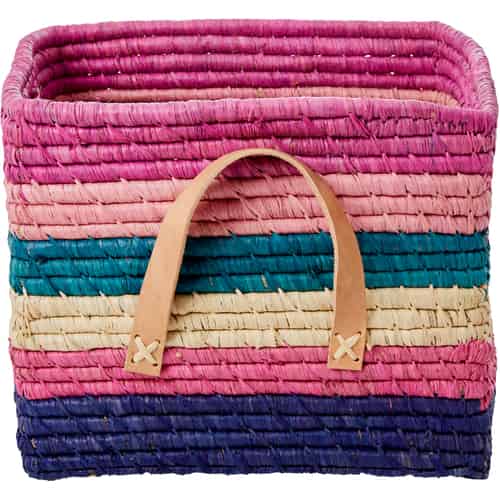 Square Raffia Basket | Pink Cherry Design by riceby rice main image 1