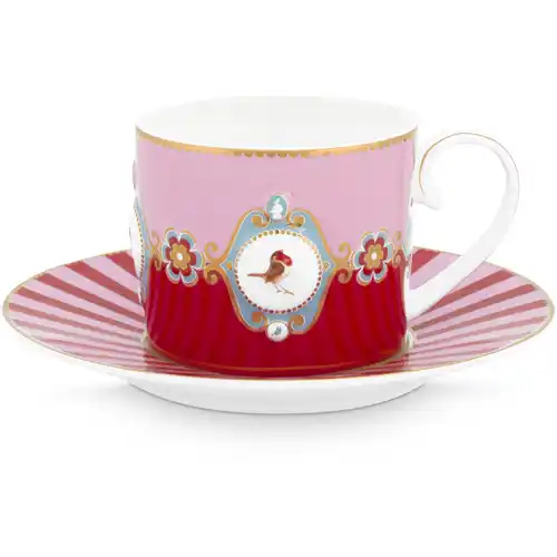 Pip Studio Mug Large Love Birds Medallion Stripes Red-Pink