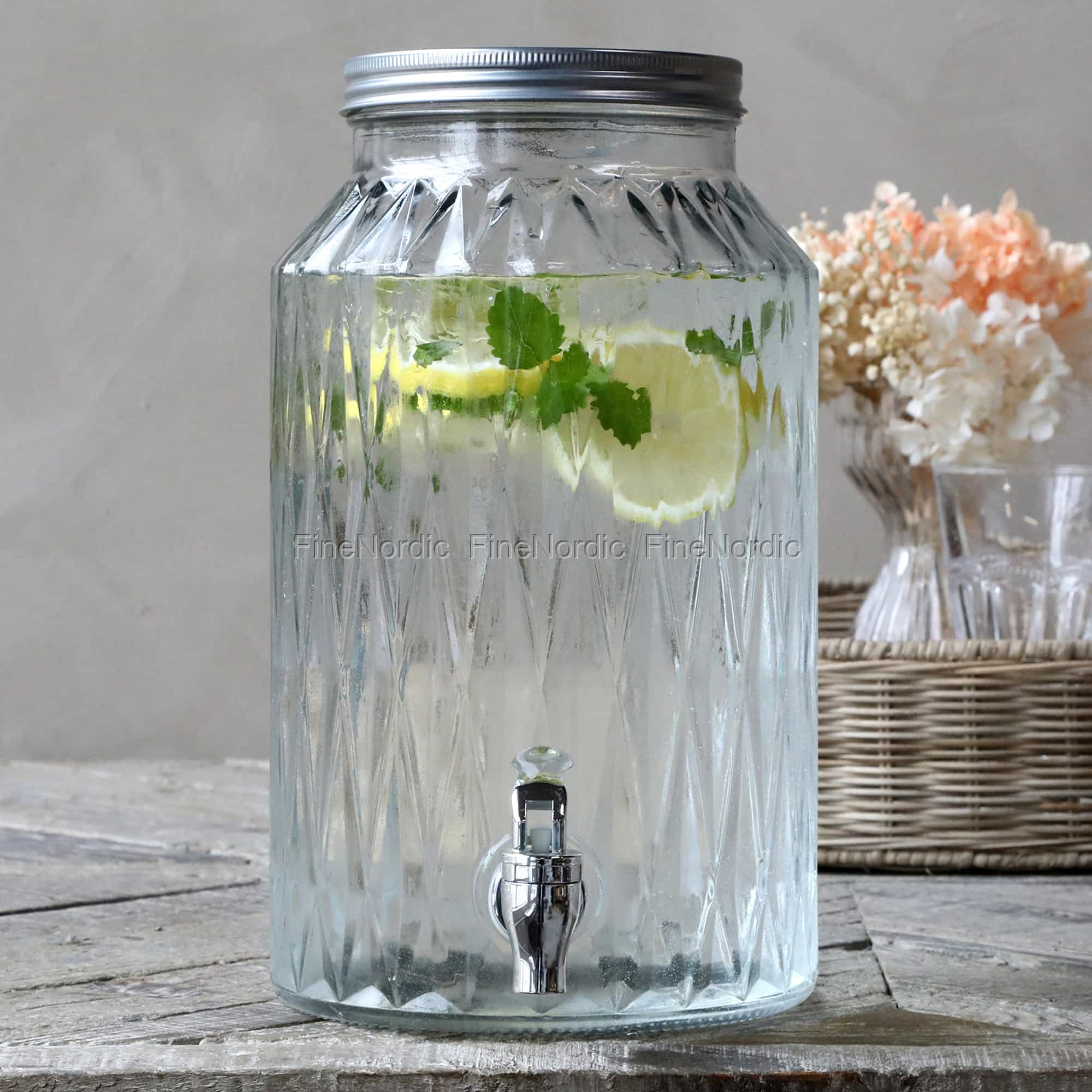 Chic Antique Drinks Dispenser in Glass with Tap 5,5 Liter