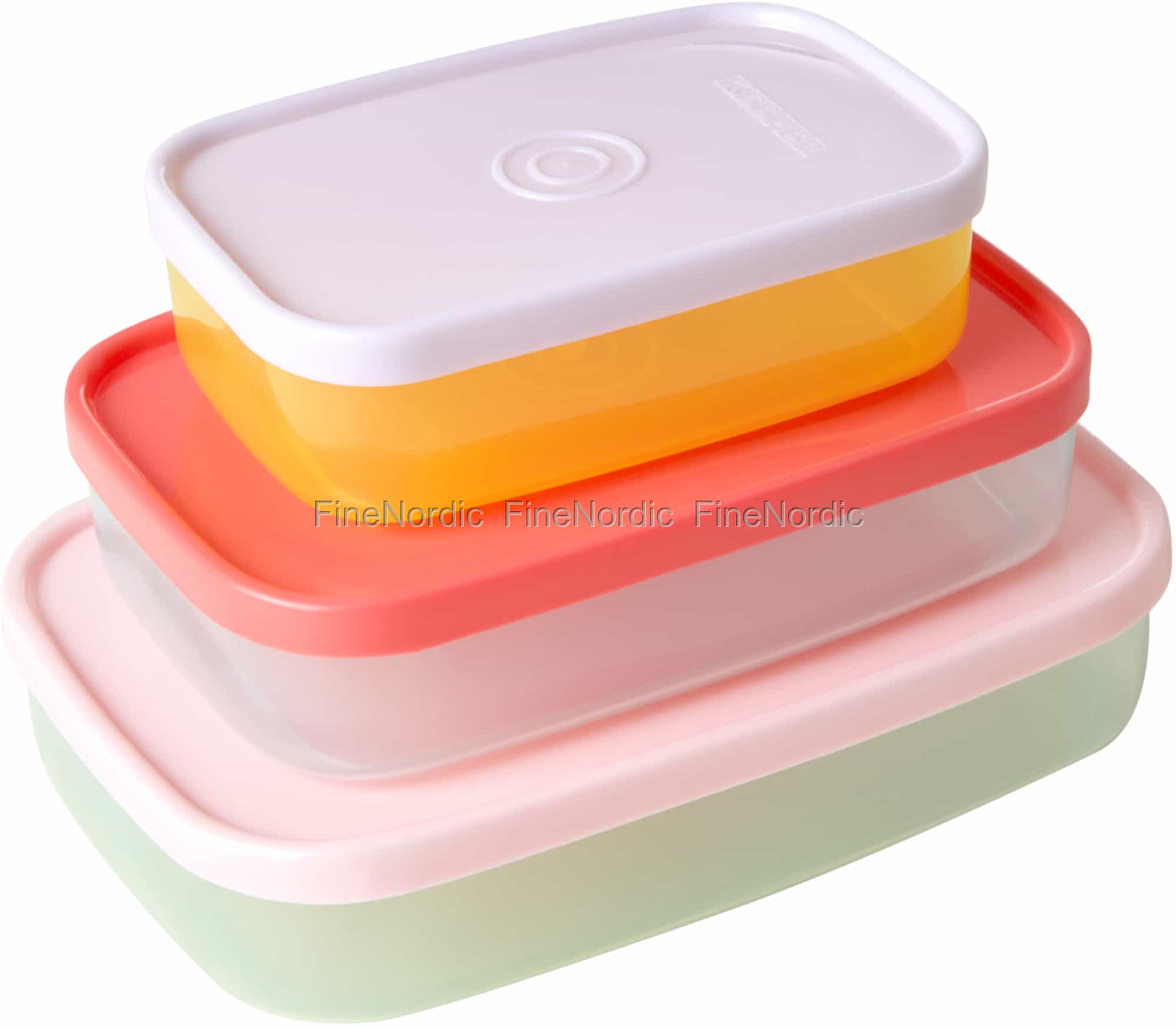 Rice Plastic Food Boxes - Rectangular - Multi Color - 3 pcs In a Net