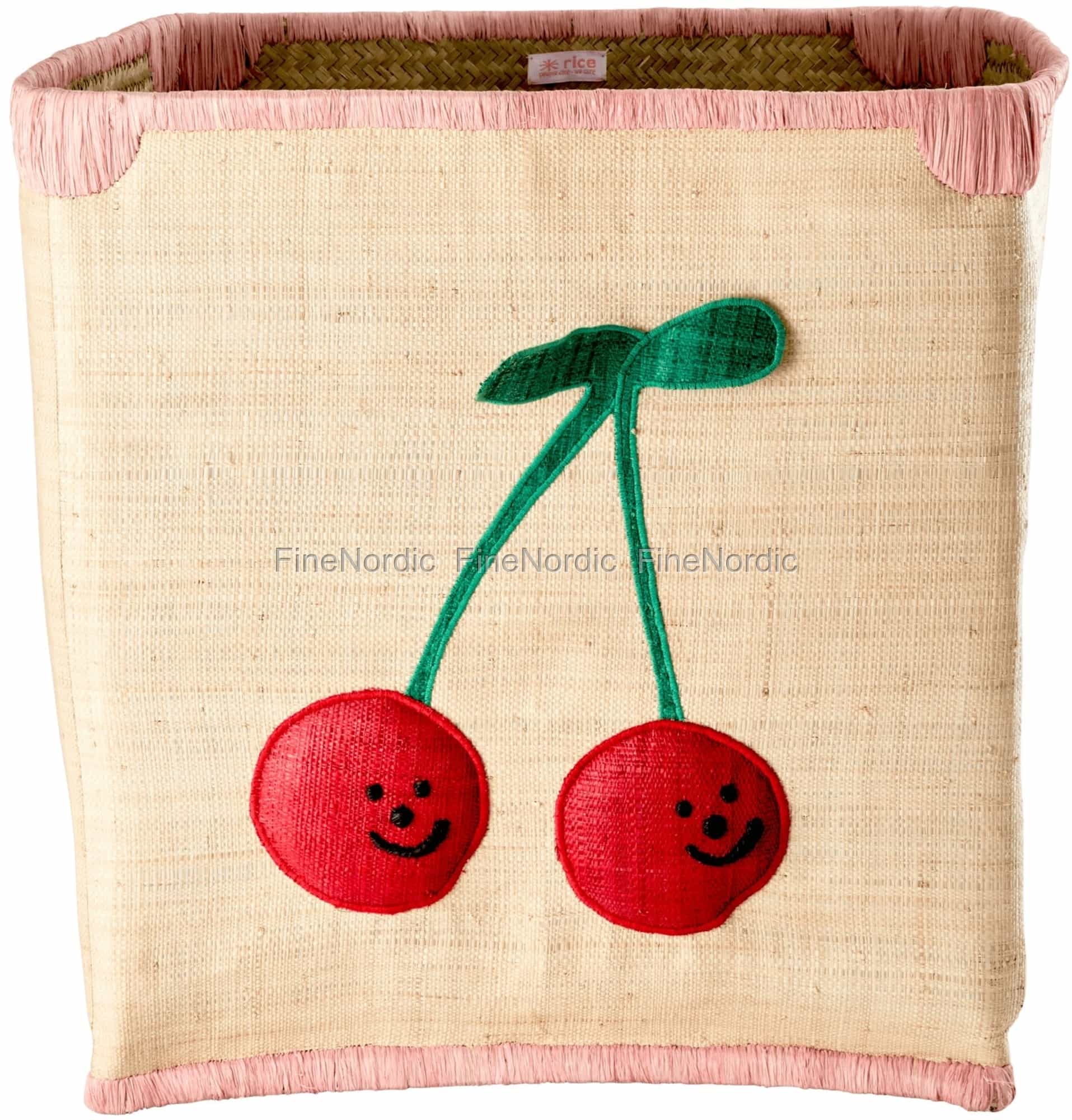 Rice Raffia Toy Basket - Cherries - Large
