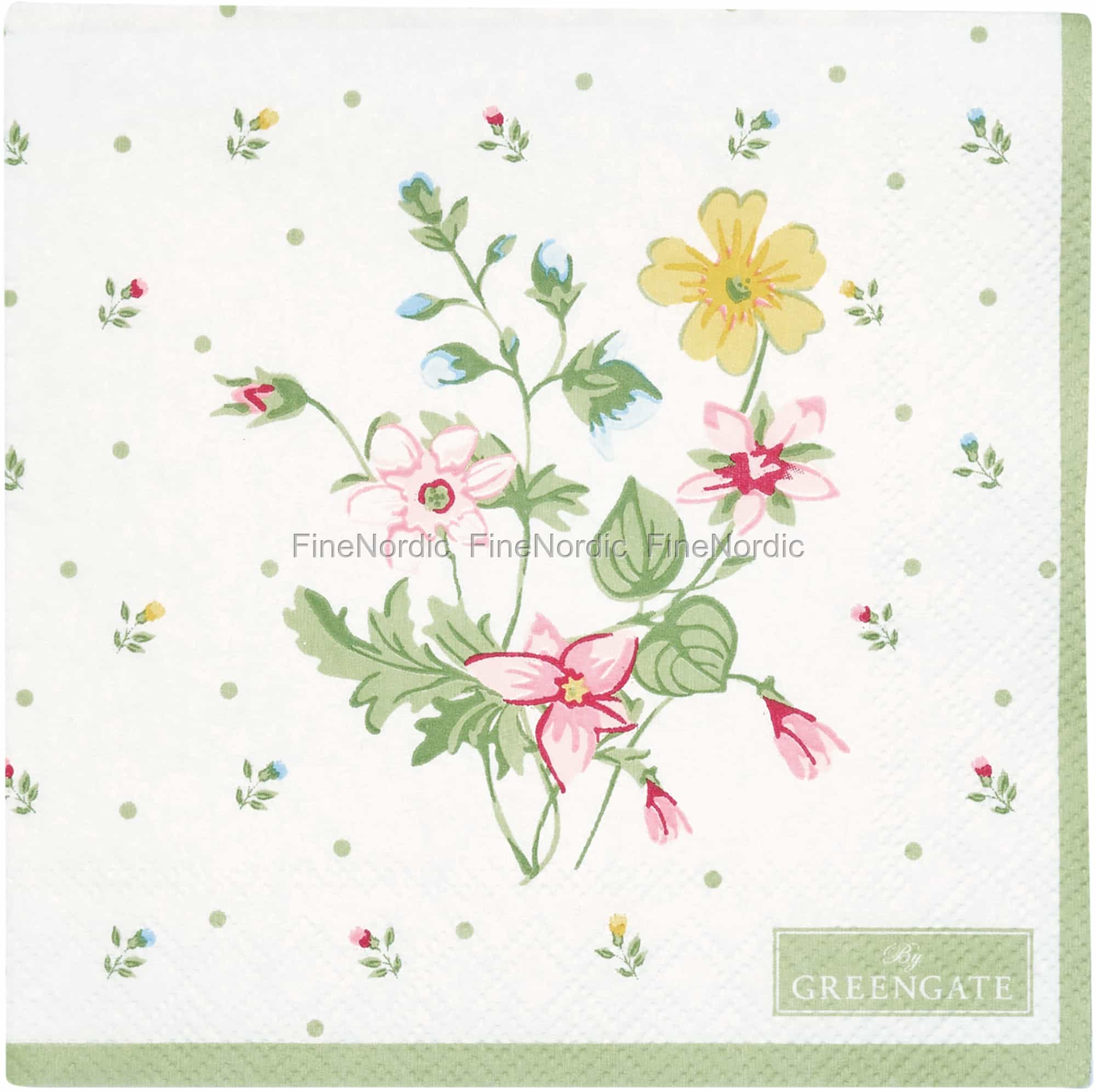 GreenGate Paper Napkins Fiola White Small 20 pcs