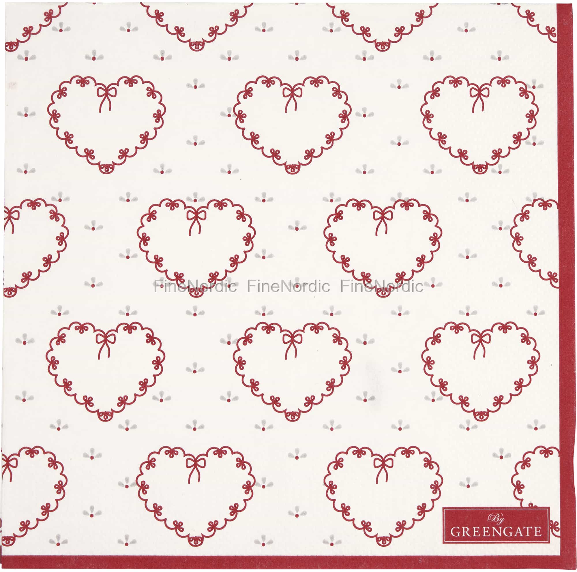 GreenGate Paper Napkins Layla Heart White Large 20 pcs